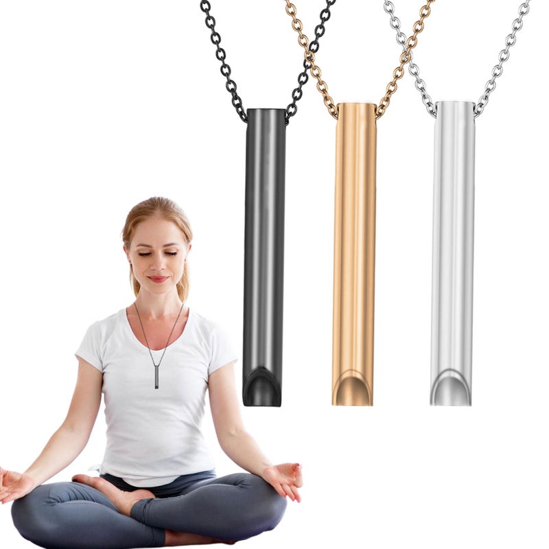 3PCS Anxiety Relief Necklace,Breathing Necklace,Mindfulness Anxiety Necklace,Breathing Exercises Necklace for Women Men Meditation Yoga Practice